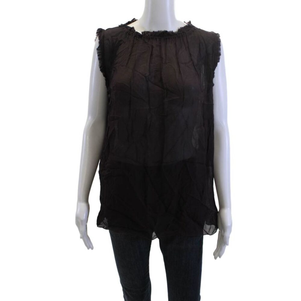Rabens Saloner Women Bohemian Sleeveless Viscose Blouse Black Round Neck Size S